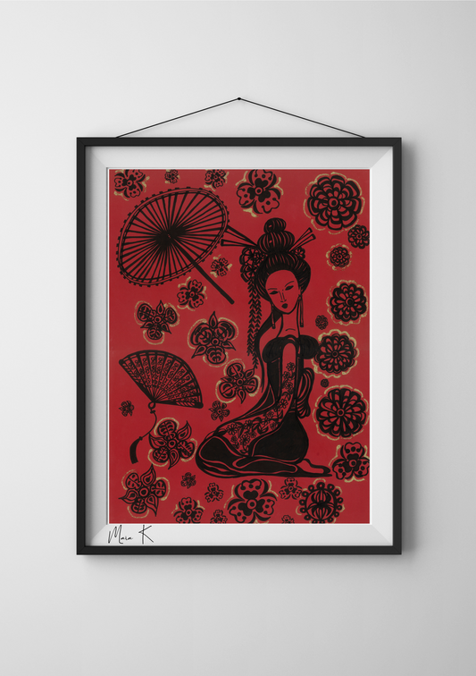 Geisha's Enigmatic Charm-Wall Art Print